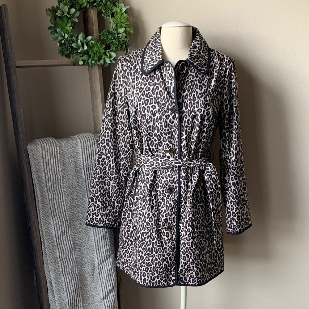 Dennis Basso cheetah print trench coat